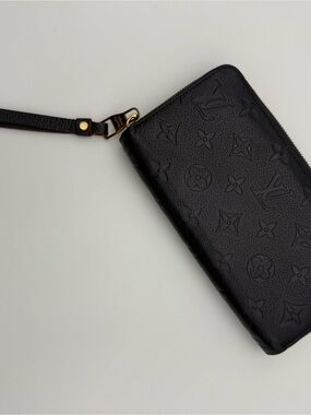 Louis Vuitton Navy Blue Emprente Leather Wallet with Red Accents